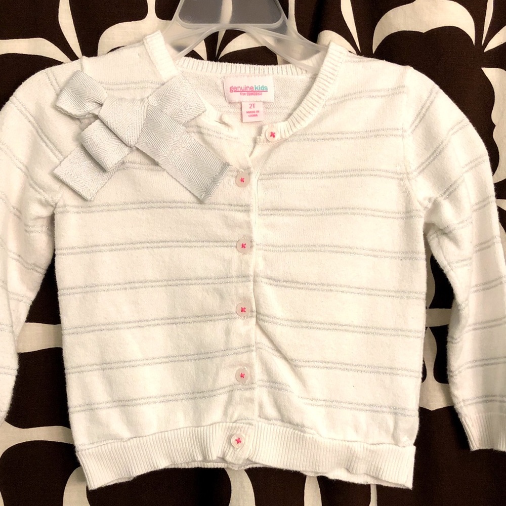 White and Silver Carter’s Button-Up Cardigan